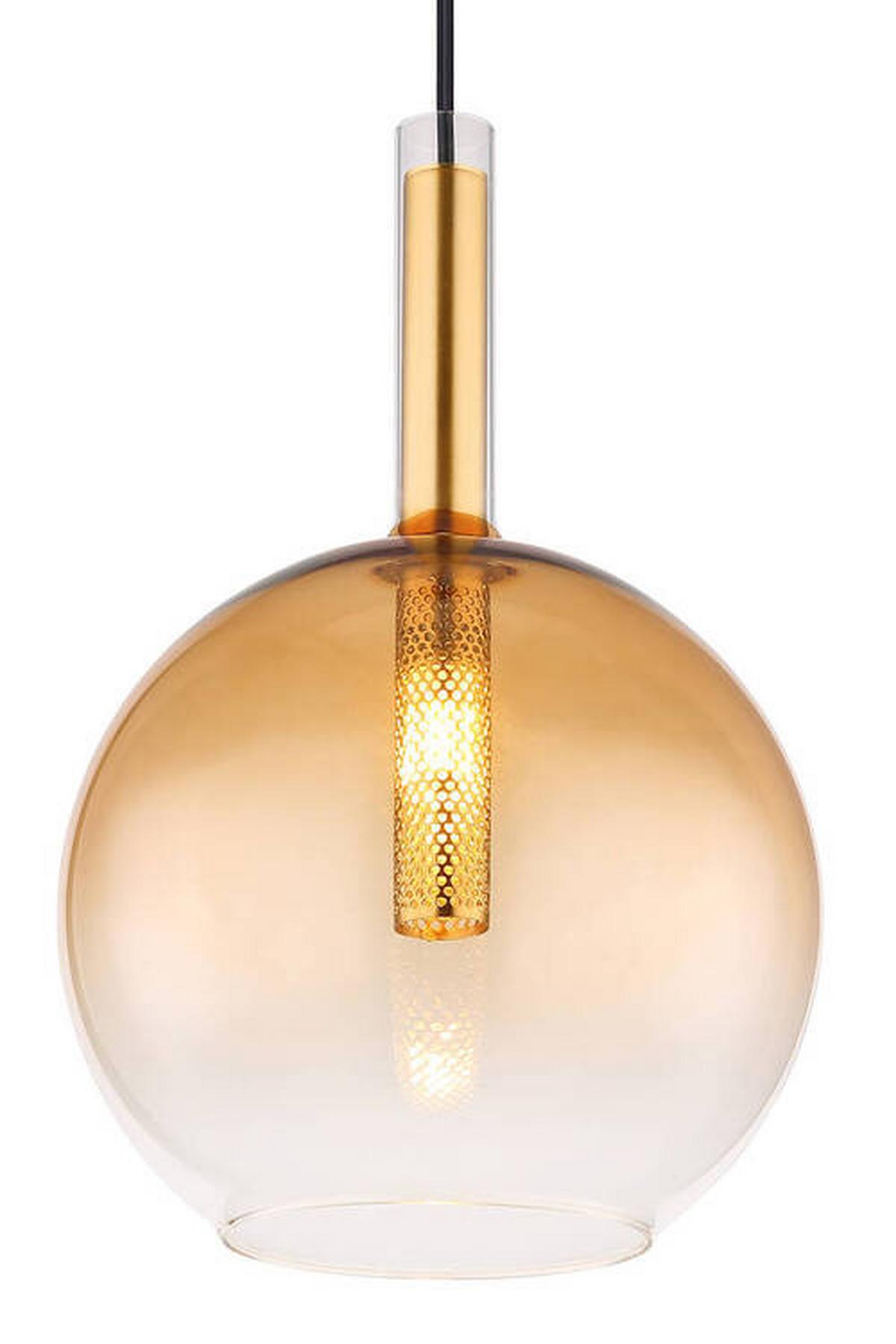 Hängeleuchte 16044h1 - Klar/Messingfarben, Design, Glas/Metall (18/120cm) - Globo