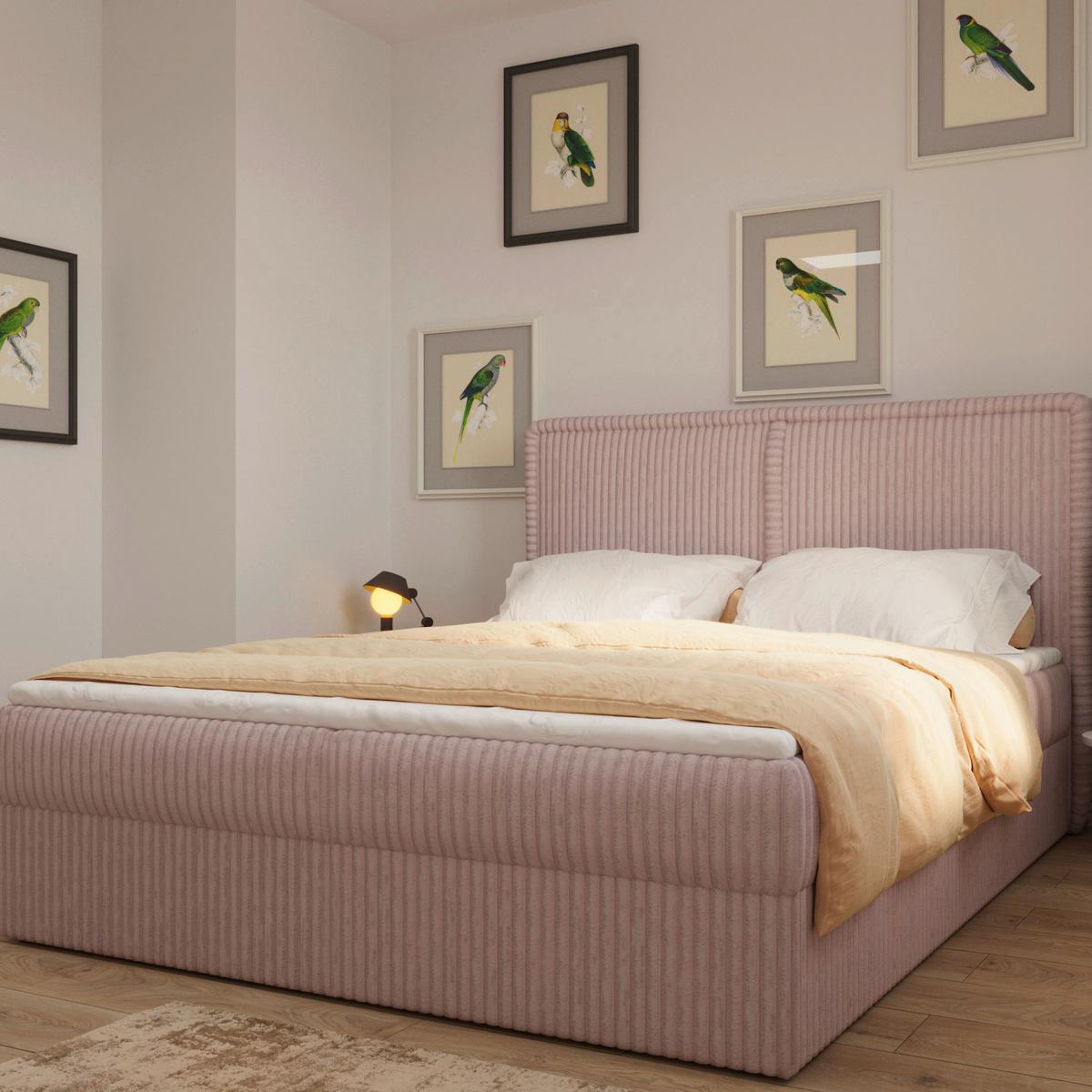Boxbett Barcelona Lf: 180x200 Pink - Pink/Schwarz, MODERN, Holz/Kunststoff (180/200cm) - MID.YOU