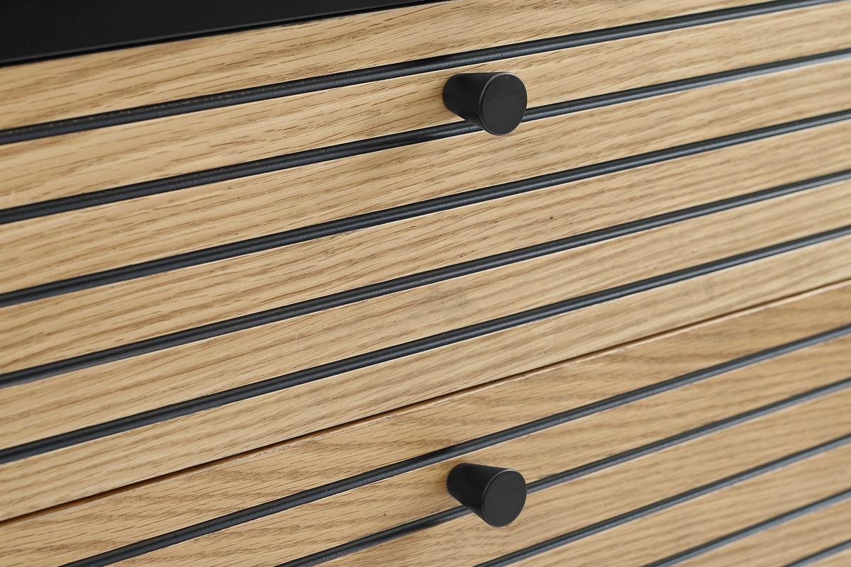 Nachttisch Schwarz/Eichefarben B: 50 cm - Eichefarben/Schwarz, Design, Holz/Holzwerkstoff (50/50/40cm) - Livetastic