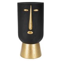 Vase Tribal D Schwarz, Goldfarben B: 21,7 Cm - Goldfarben/Schwarz, Basics, Kunststoff (21.70/45/21cm)