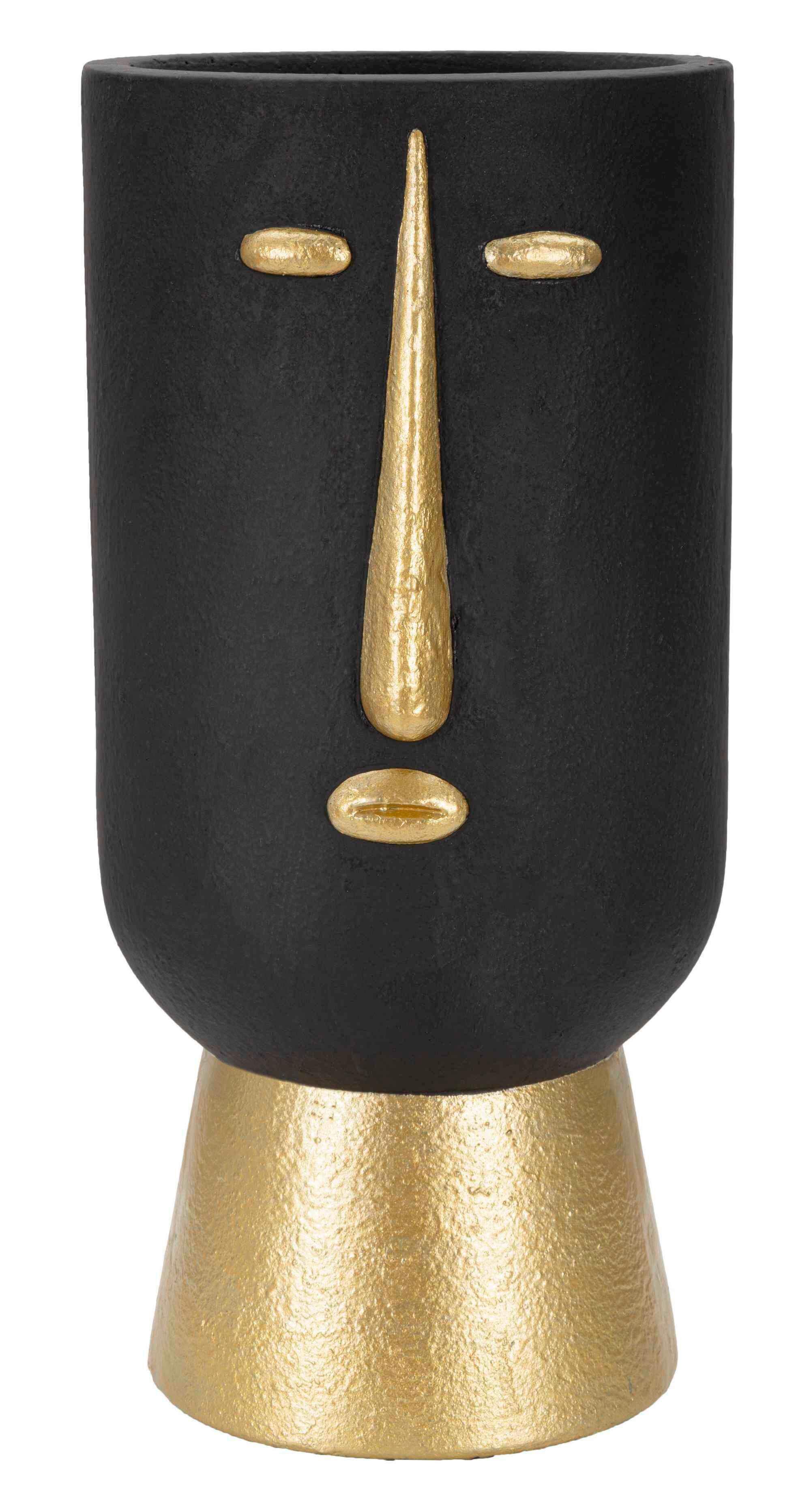 Vase Tribal D Schwarz, Goldfarben B: 21,7 Cm