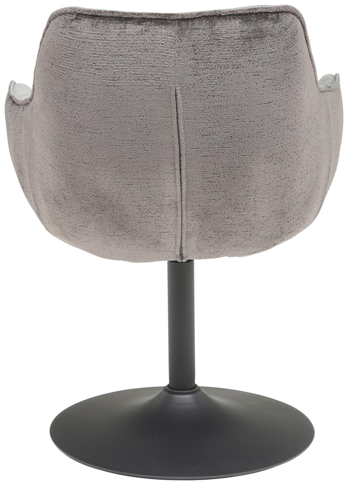 Armlehnstuhl Kaleo Chenille Grau, B: 63 Cm - Schwarz/Grau, KONVENTIONELL, Textil/Metall (63/87/64cm) - MID.YOU