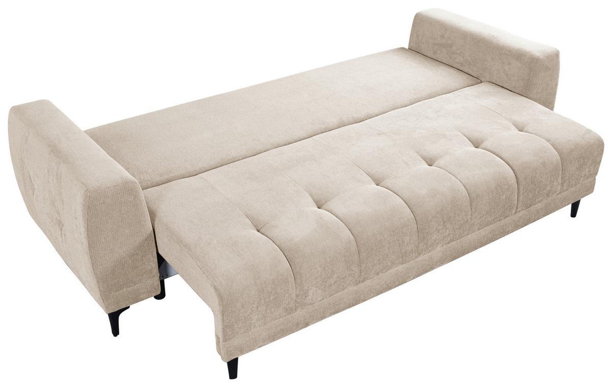 Schlafsofa Weronika, Beige B: 247 Cm - Beige/Schwarz, Design, Holz/Holzwerkstoff (247/94/90cm) - MID.YOU
