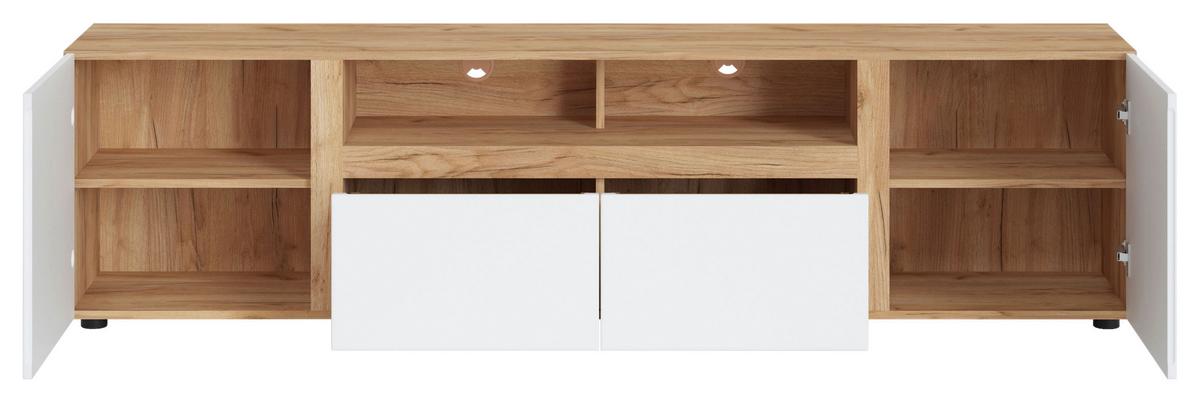 Tv-elem Morongo 200,7/39,6cm - tölgyfa színű/fehér, Modern, faalapú anyag (200,7/39,6/52,5cm)