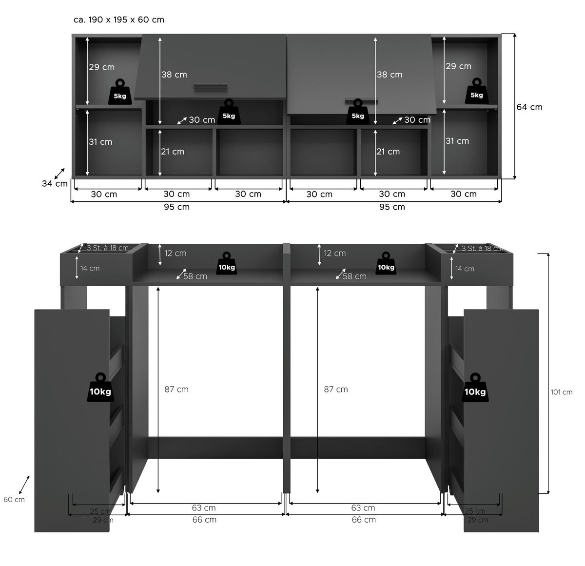 Prádelna Free Antracit - antracitová, Basics, kompozitní dřevo (190/195/60cm) - MID.YOU