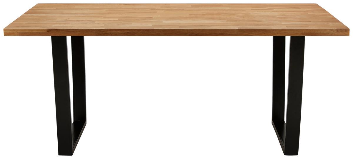 Stůl z masivu Kayla 180x90 cm - černá/barvy dubu, Moderní, kov/dřevo (180/90/76cm) - Bessagi Home