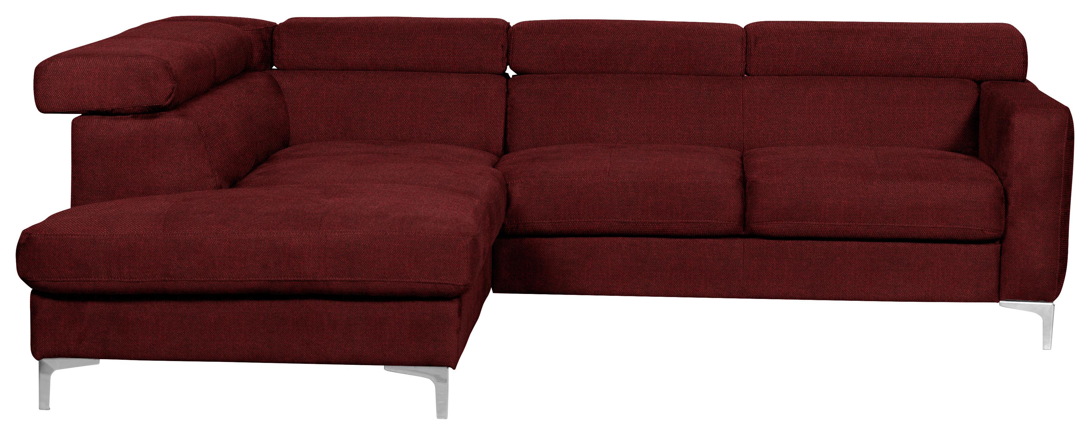 Ecksofa Sammy Dunkelrot - Chromfarben/Dunkelrot, Design, Textil (207/242cm) - Livetastic