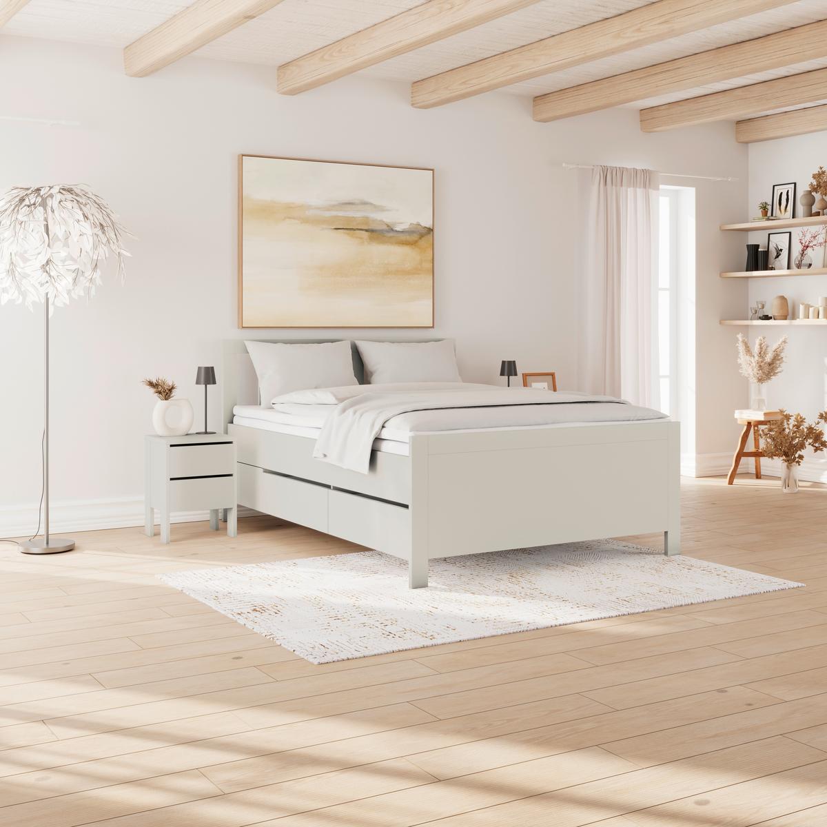 Stauraumbett Pisa mit 4 Laden kaschmirfarben 140x200 - Kaschmir, ROMANTIK / LANDHAUS, Holz (140/200cm) - James Wood