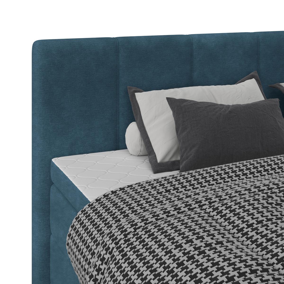 Boxspringbett mit Topper & Bettkasten 200x200 Lauro - Blau/Schwarz, Trend, Textil (200/200cm)