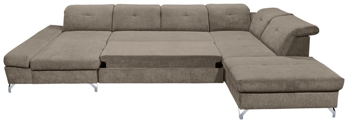 Ecksofa Melfi Graubraun U: 168 Cm - Graubraun/Silberfarben, MODERN, Textil (168/350/245cm) - MID.YOU