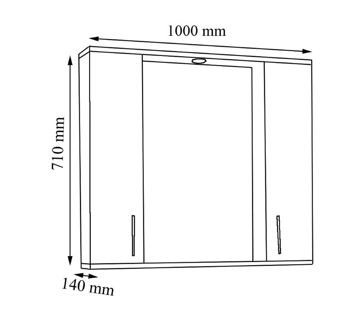Spiegelschrank Silora XL - Weiß, MODERN, Glas/Holzwerkstoff (100/71/14cm) - MID.YOU