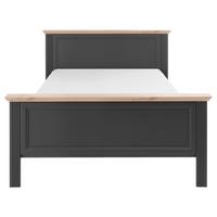 Bett Landhaus-stil 140x200 Jasmin Ii Graphitfarben/eiche - Graphitfarben/Schwarz, LIFESTYLE, Holzwerkstoff (140/200cm)
