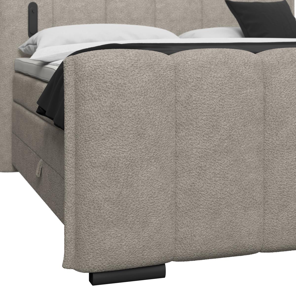 Boxspringbett Elysia inkl. Bettkasten 180x200 - Schwarz/Naturfarben, Trend, Holz/Holzwerkstoff (180/200cm) - Luca Bessoni