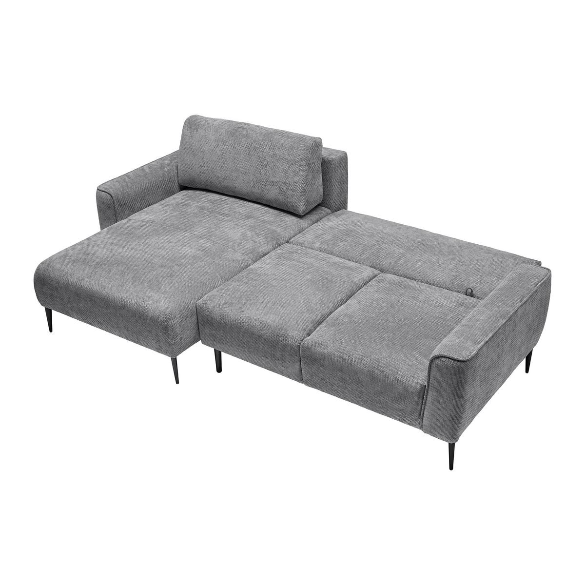 Rohová sedačka CUSTOM, levá, šedá žinylka - šedá/černá, Moderní, kov/textil (164/255cm) - Mömax