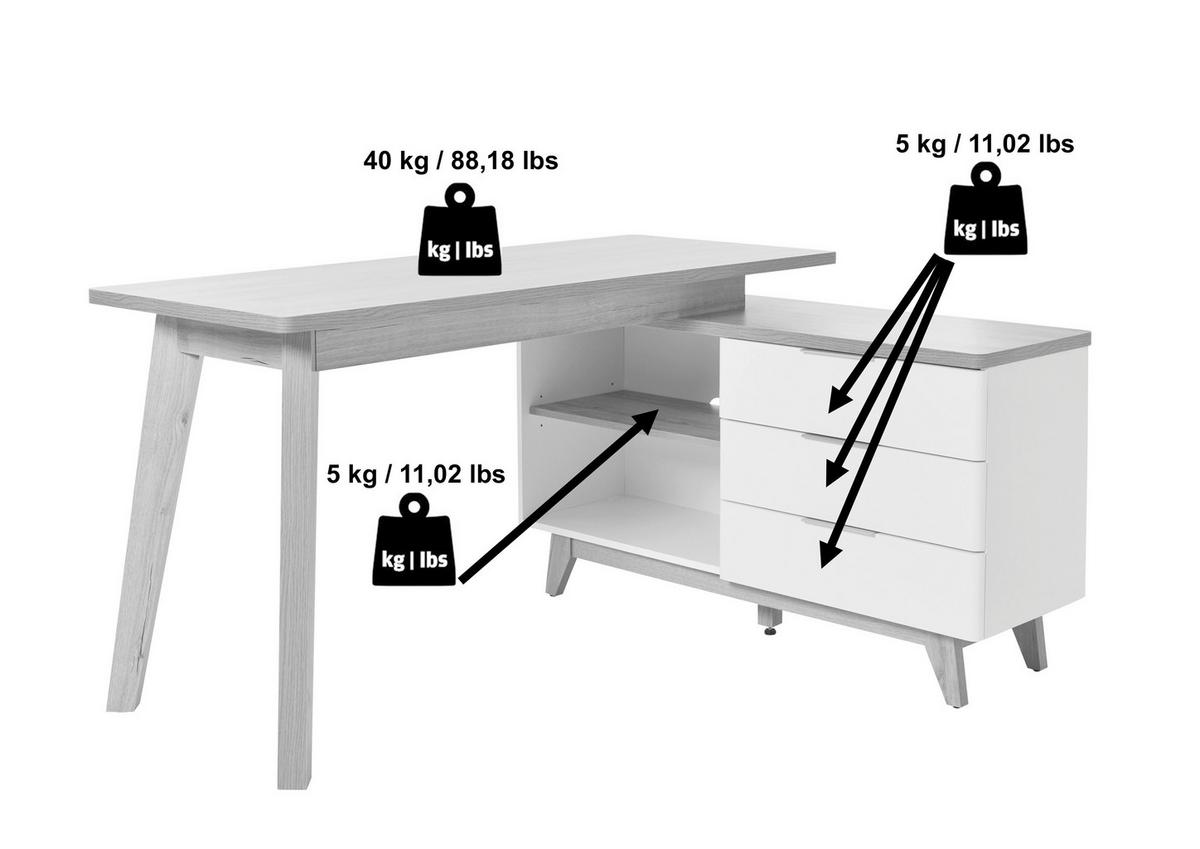 Eckschreibtisch Libre D 240 E* - Eichefarben, MODERN, Holzwerkstoff (140/118/76cm) - Livetastic