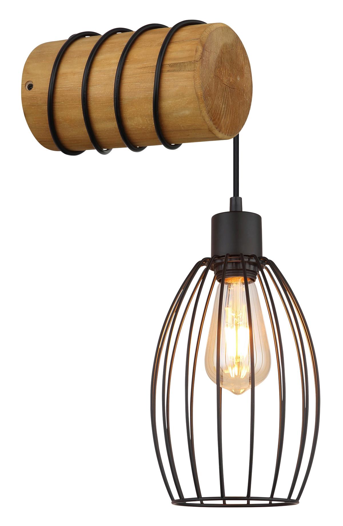 Wandleuchte Braun/Schwarz 230V, 16x27x59 cm - Schwarz/Braun, Design, Holz/Kunststoff (16/27/59cm) - Globo