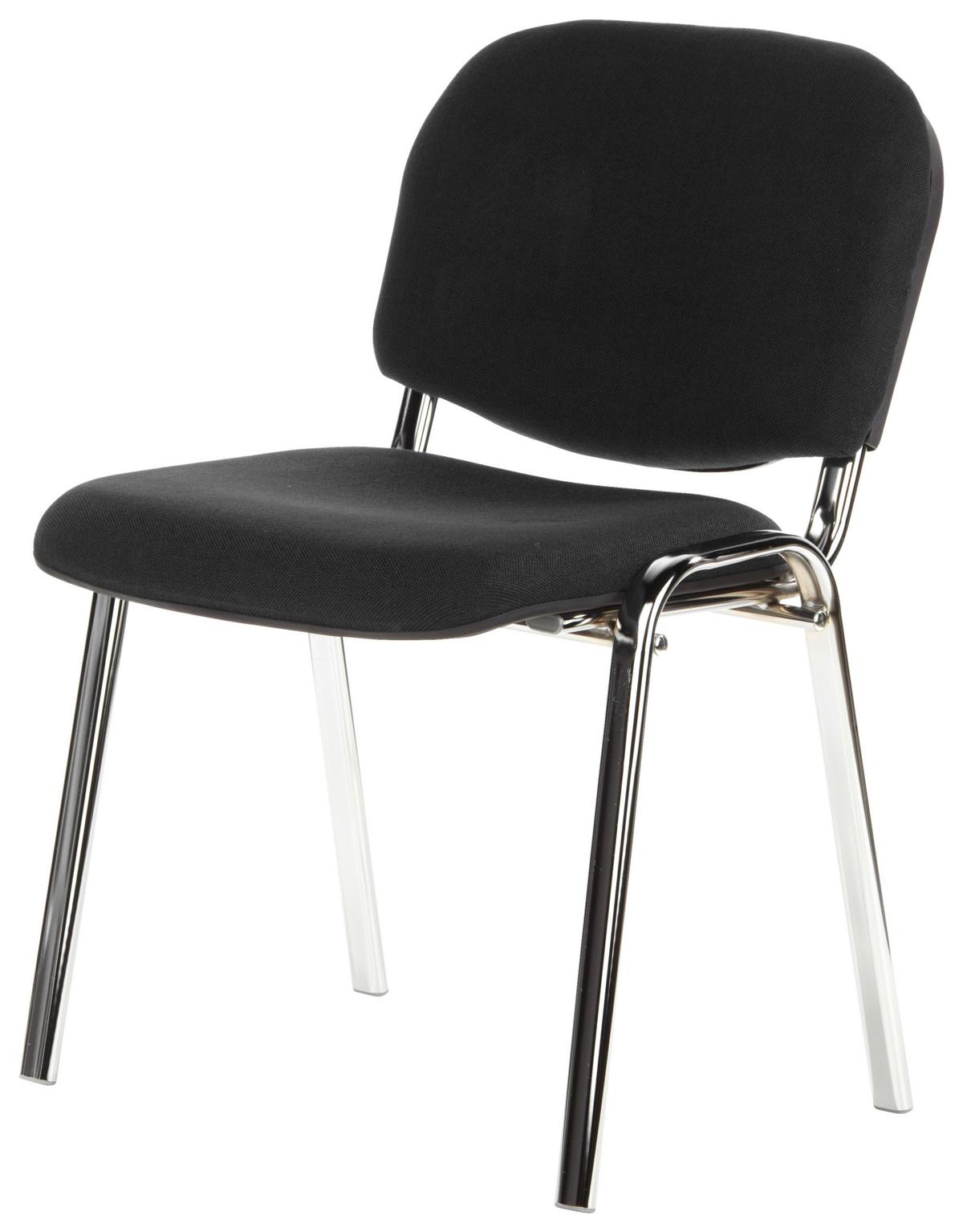 Besucherstuhl Xt 600 Stapelbar Schwarz Bis 100 Kg - Chromfarben/Schwarz, Basics, Textil/Metall (58/84/41cm) - MID.YOU