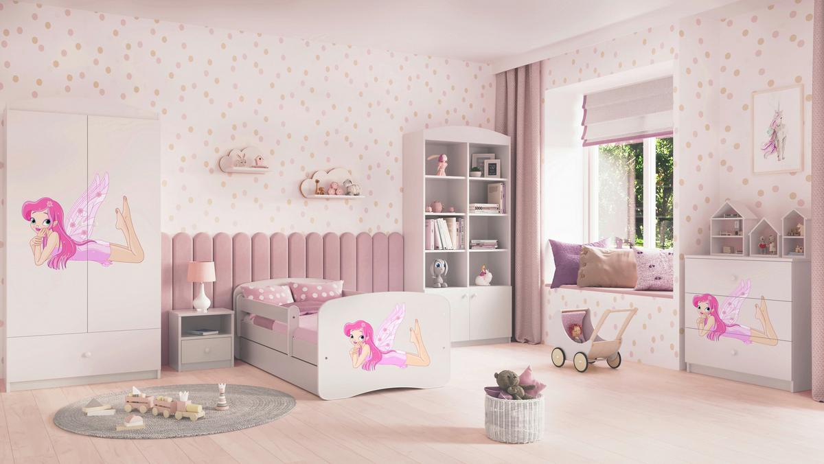 Kinder-/Juniorbett Babydreams Inkl. Matratze 80x160 - Birkefarben/Weiß, MODERN, Holz/Holzwerkstoff (80/160cm) - MID.YOU