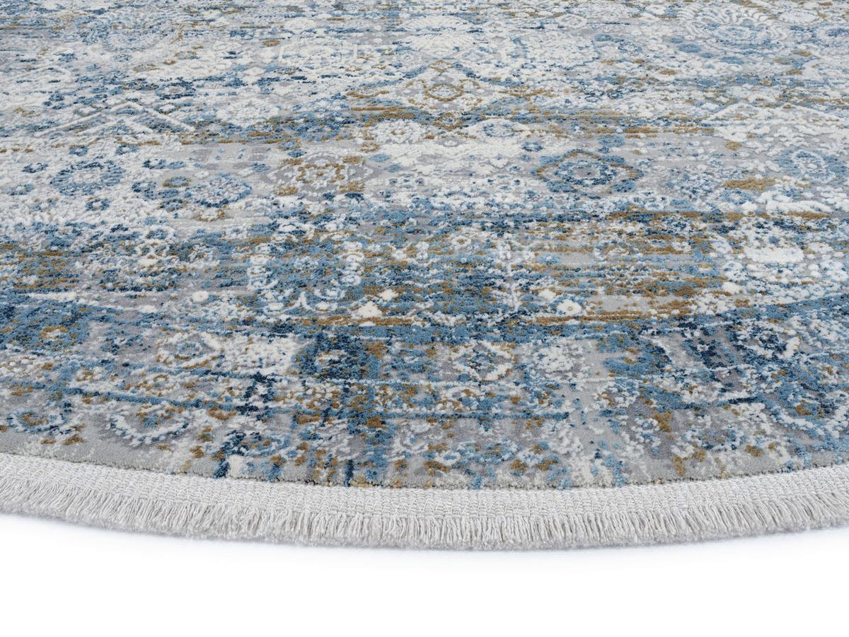 Webteppich Toulon Blau/Grau Rund Ø 200 cm - Blau/Grau, Design, Textil (200cm) - Dieter Knoll