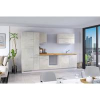 Küchenzeile Ip1200 ohne Geräte 310 cm Beton Hell - Eichefarben/Hellgrau, Basics, Holzwerkstoff (310cm) - Impuls