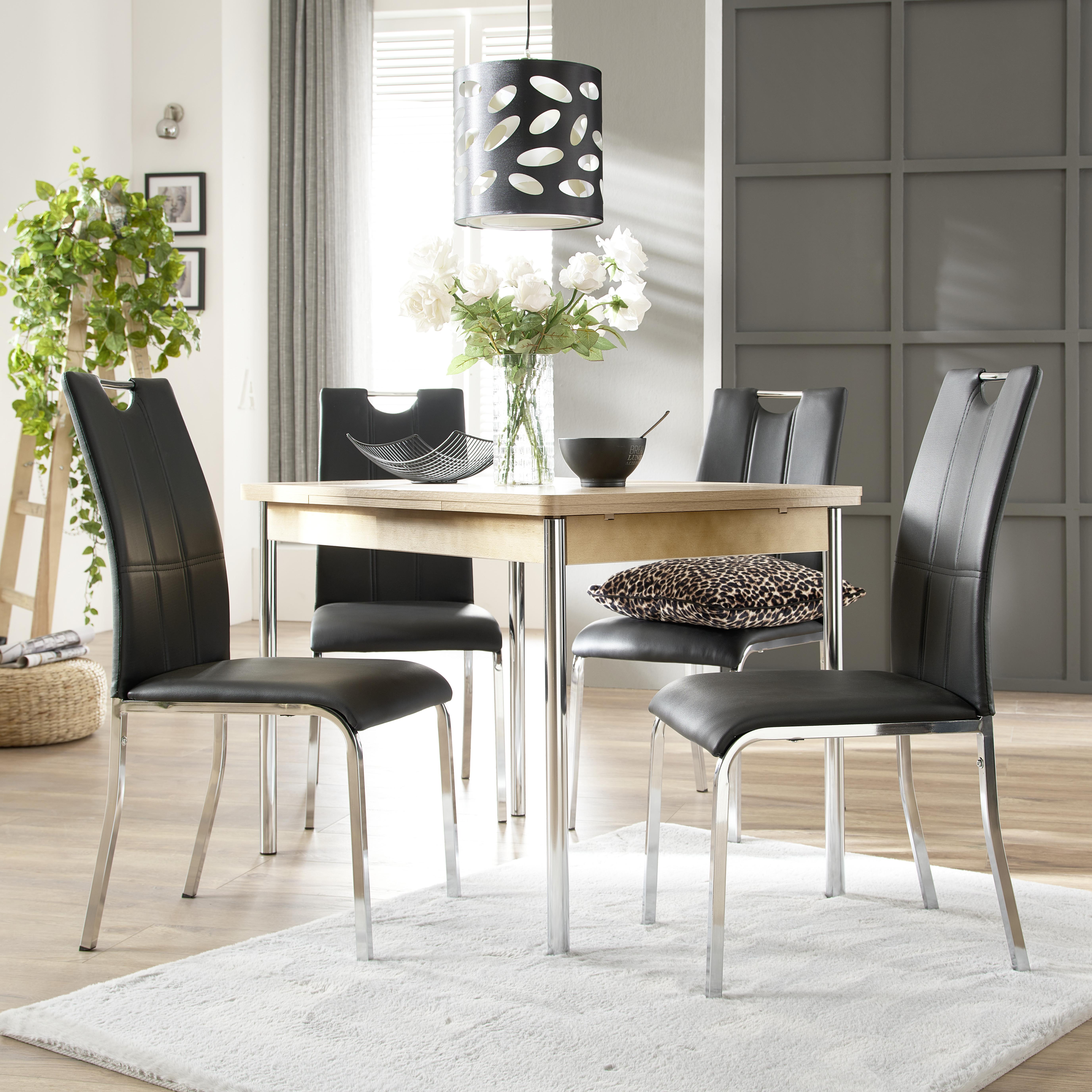 Výsuvný Stůl Hamburg Sku 535406 110 Az - barvy dubu/barvy chromu, Konvenční, kov/kompozitní dřevo (110/74/70cm)