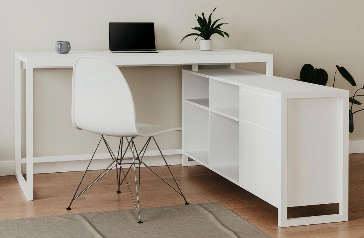 Eckschreibtisch Denver Weiß L: 139cm - Weiß, MODERN, Holzwerkstoff (139/139/75cm) - MID.YOU