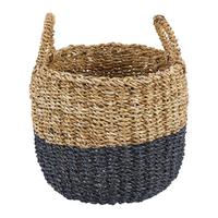 Dekorační košík Ø 35cm - černá/přírodní barvy, Natur, přírodní materiály (35/39cm)