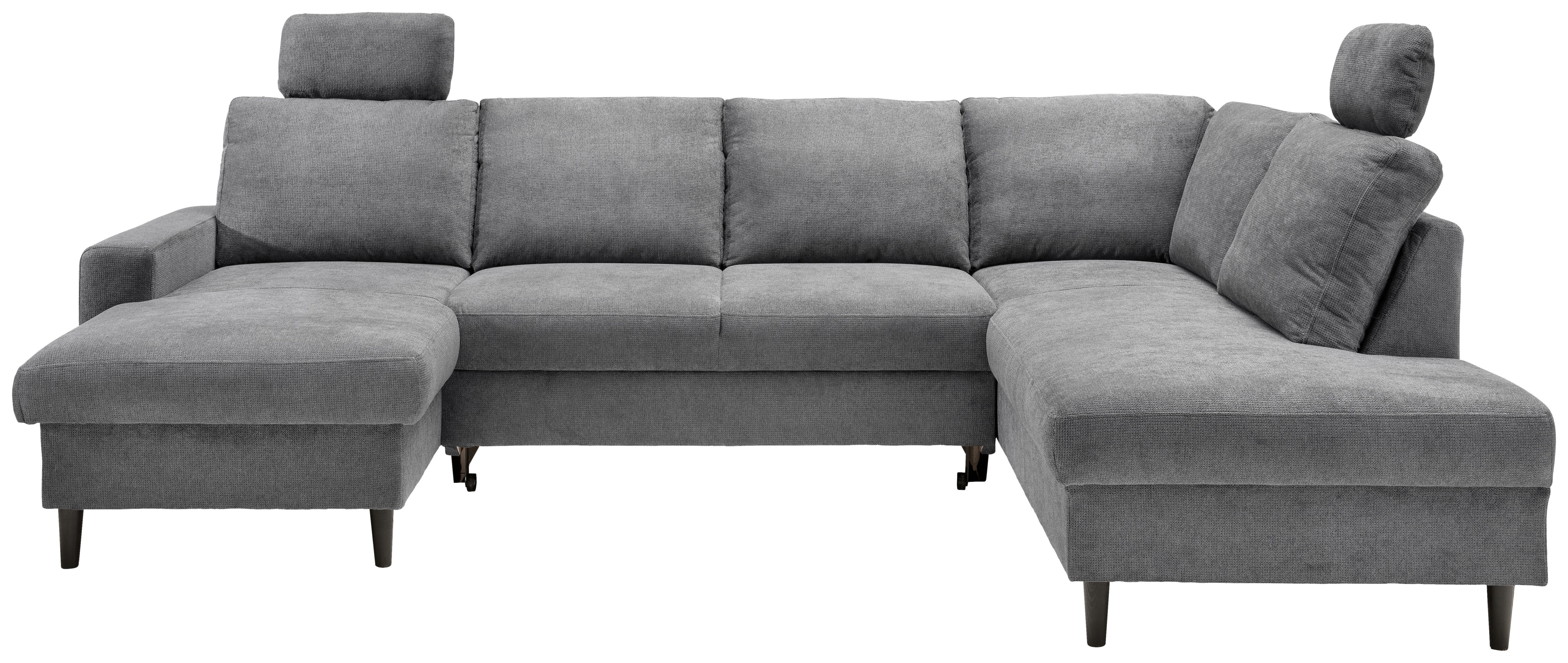 Wohnlandschaft Passione Dunkelgrau U: 153x305x200 cm - Dunkelgrau/Schwarz, MODERN, Textil (153/305/200cm) - Livetastic