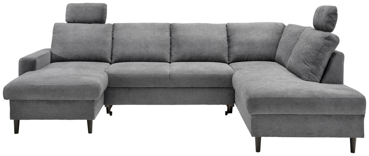 Wohnlandschaft Passione Dunkelgrau U: 153x305x200 cm - Dunkelgrau/Schwarz, MODERN, Textil (153/305/200cm) - Livetastic