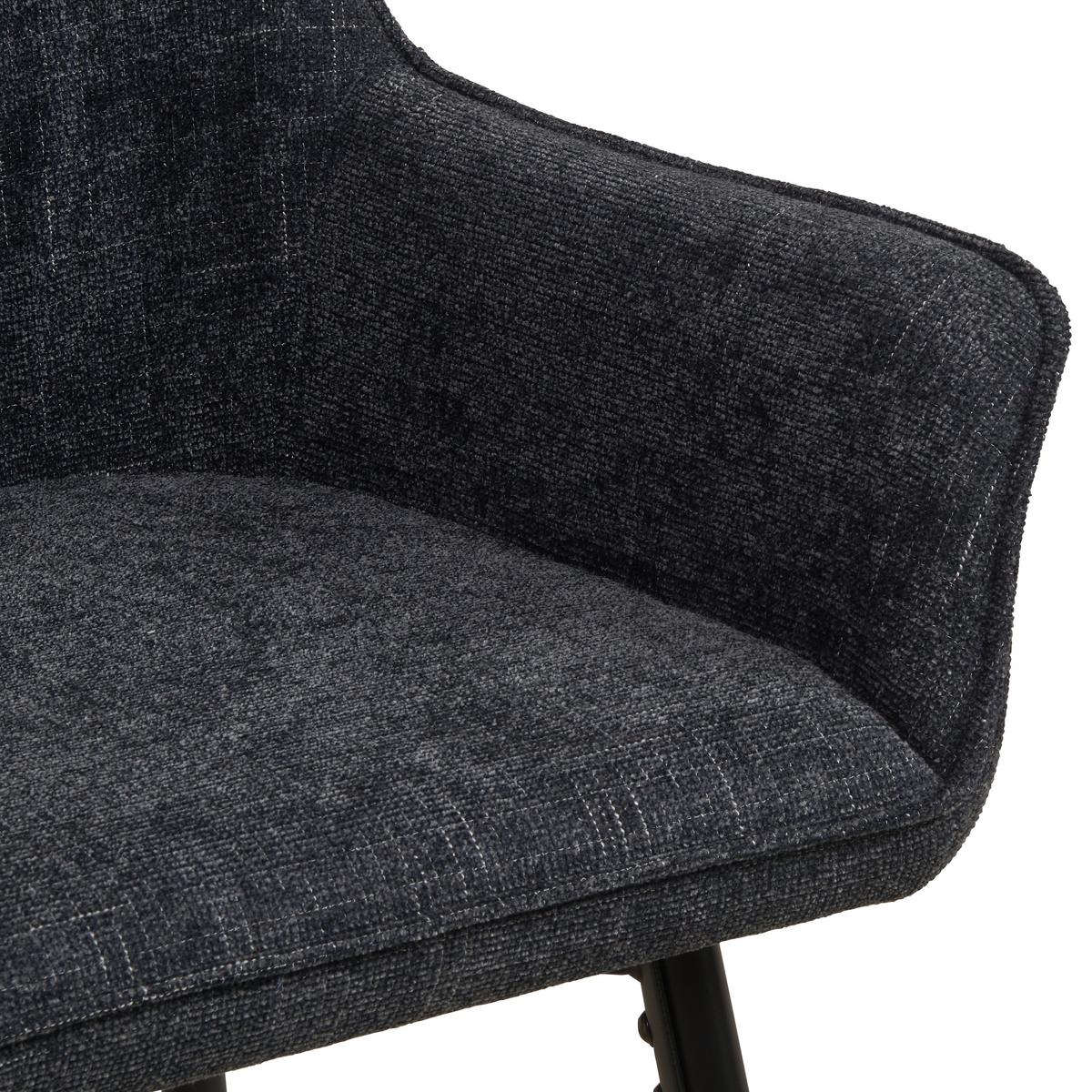 Barhocker Pim Mit Armlehne Leinenoptik Blau, B: 57 Cm - Schwarz/Grau, KONVENTIONELL, Holz/Textil (57/105/57cm) - MID.YOU