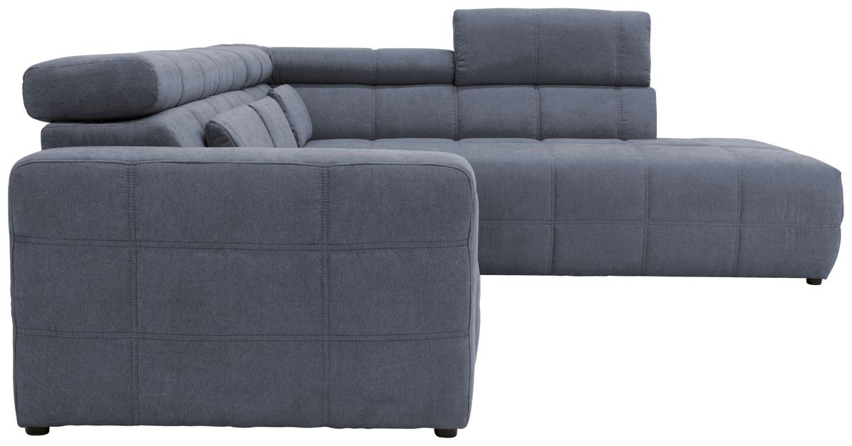 Ecksofa +  Kopfteilverstellung Brandon Dunkelgrau Mikrofaser - Dunkelgrau/Schwarz, Design, Textil (275/228cm) - MID.YOU