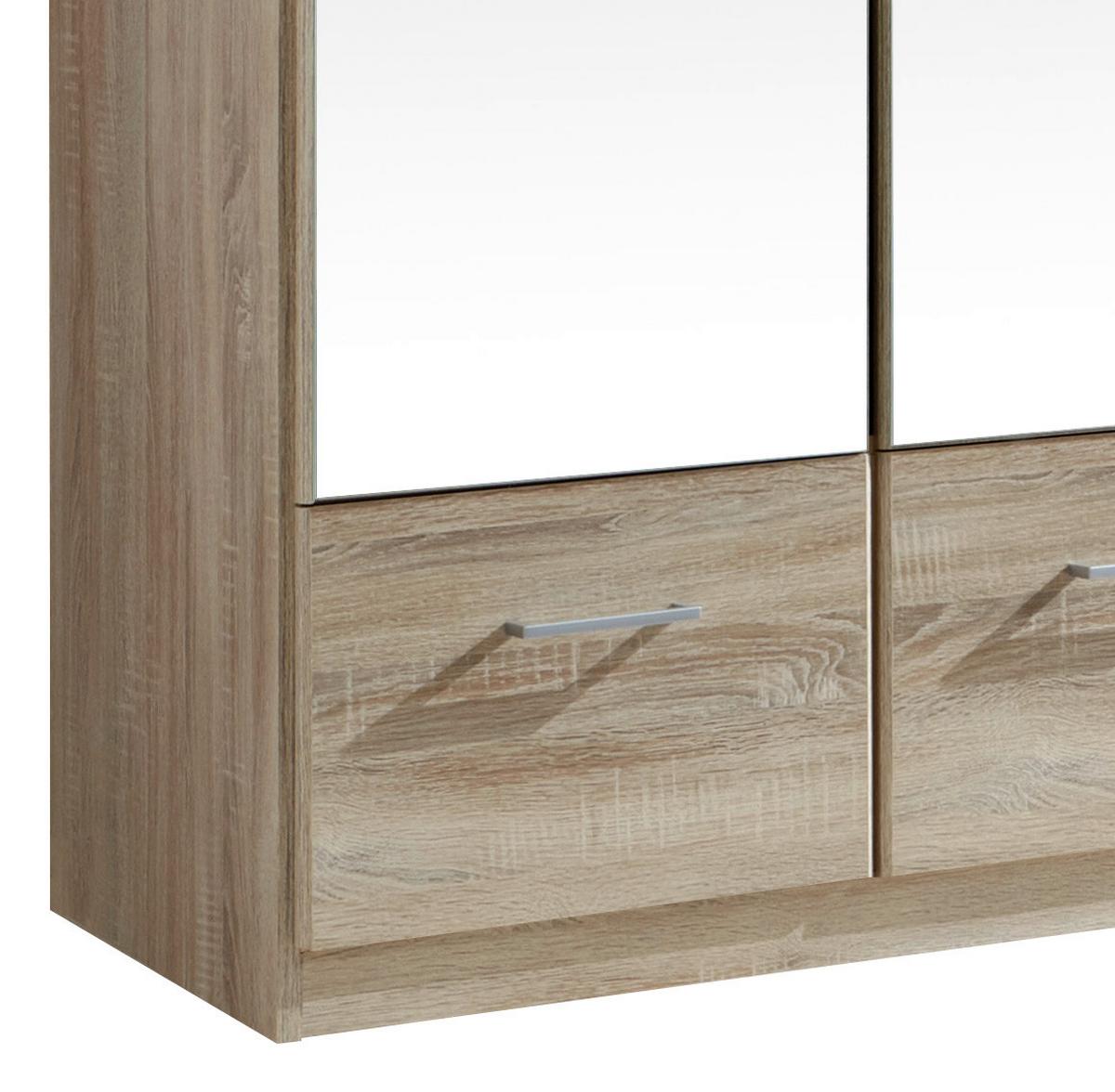 Drehtürenschrank Mit Spiegel 90cm Imago, Sägerau Dekor - Eichefarben, KONVENTIONELL, Glas/Holzwerkstoff (90/199/58cm) - MID.YOU
