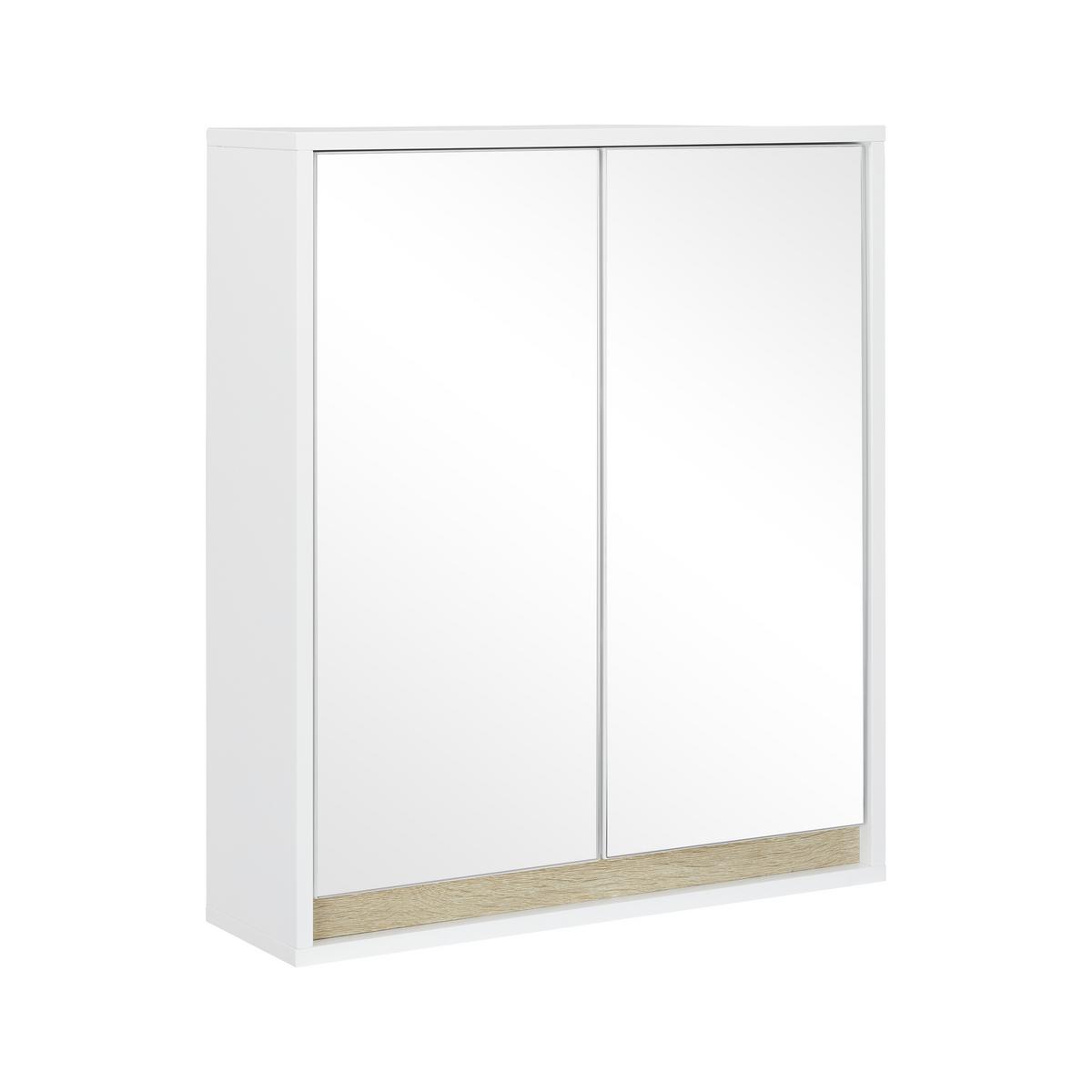 Závěsní skřiňka MASSIMO bílá/borovice - bílá/barvy stříbra, Moderní, sklo (60/70/18cm) - Bessagi Home