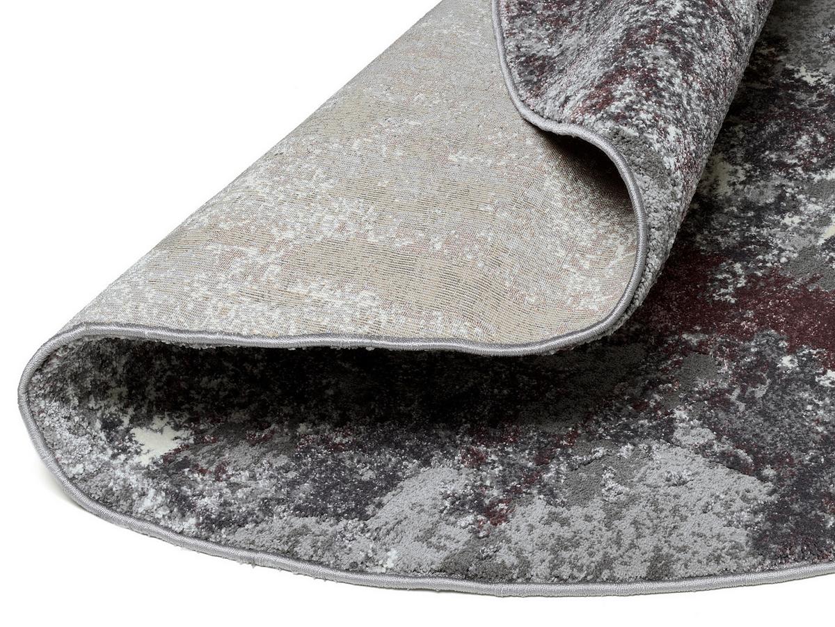 Webteppich Grau/Aubergine Timeline Quantum Ø 120 cm - Beige/Aubergine, Design, Textil (120cm) - Novel
