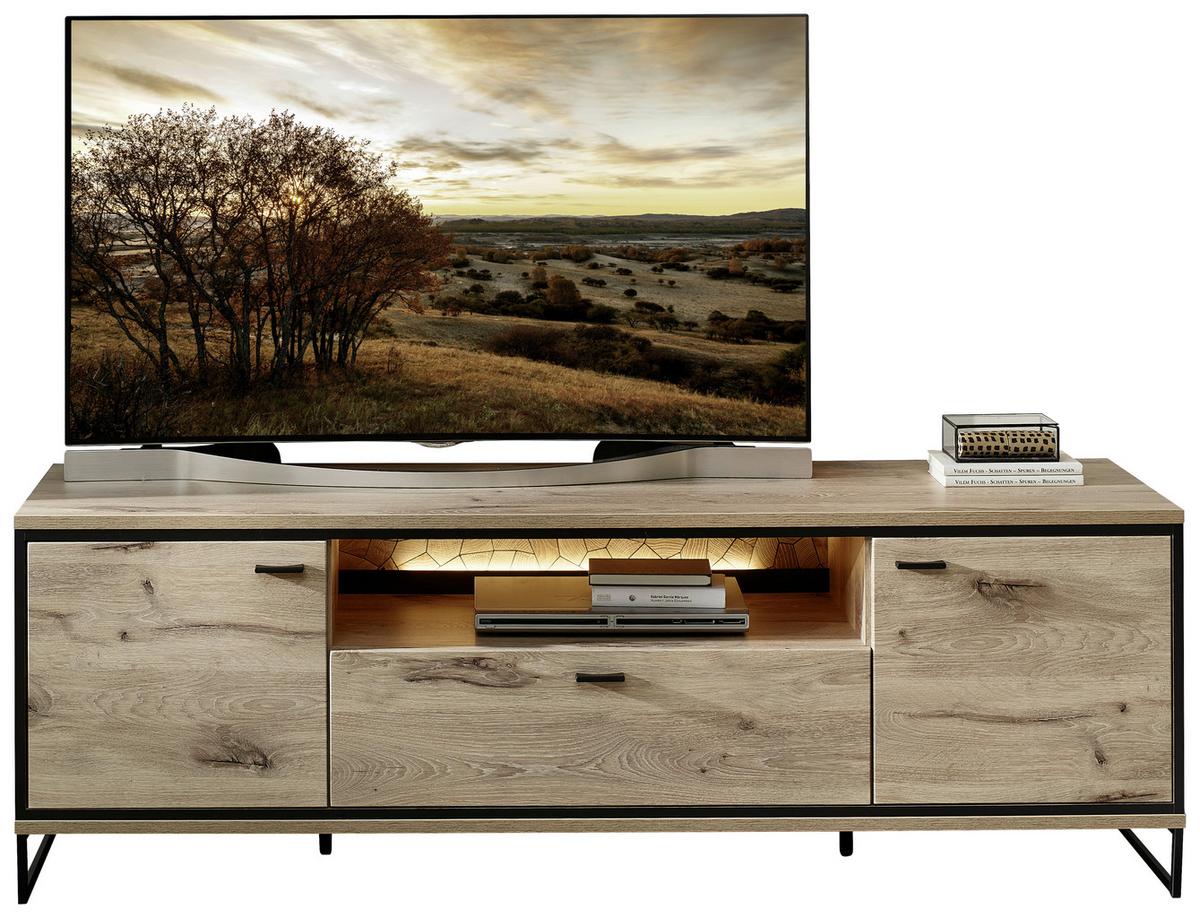 Tv-element Ruben - Eichefarben/Schwarz, KONVENTIONELL, Holzwerkstoff (180/61/49cm) - Livetastic