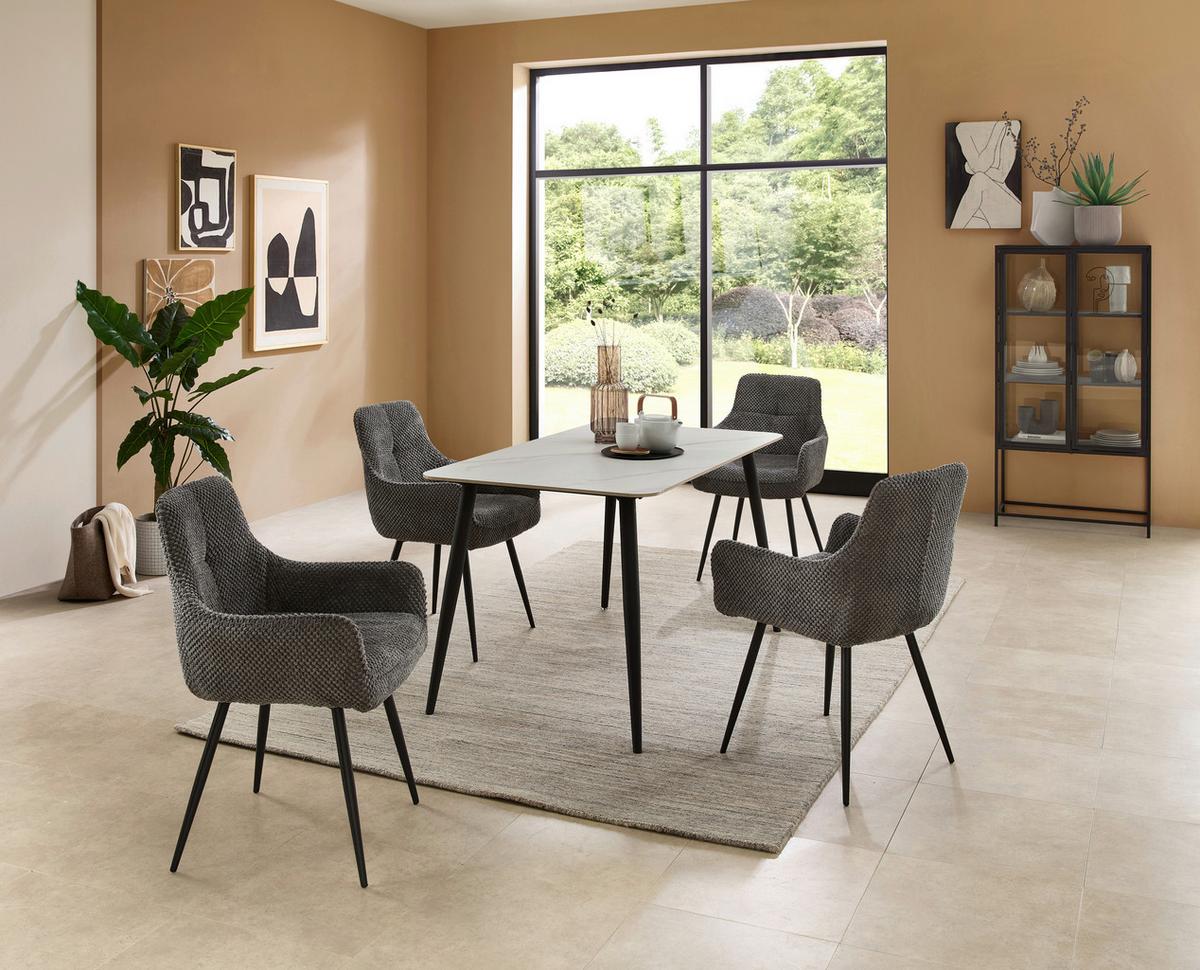 Esstisch Cody 140x76x80 Cm Schwarz/weiß - Schwarz/Weiß, MODERN, Keramik/Metall (140/76/80cm) - MID.YOU