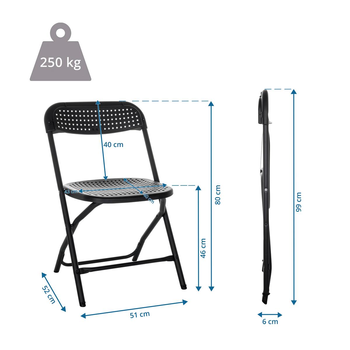 Klappstuhl Tudela Xxl Pro - Schwarz, Basics, Kunststoff (51/80/52cm) - MID.YOU