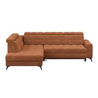 Ecksofa Barletta New Velours Terracotta, 228x289cm - Terracotta/Schwarz, ROMANTIK / LANDHAUS, Textil (228/289cm) - Luca Bessoni