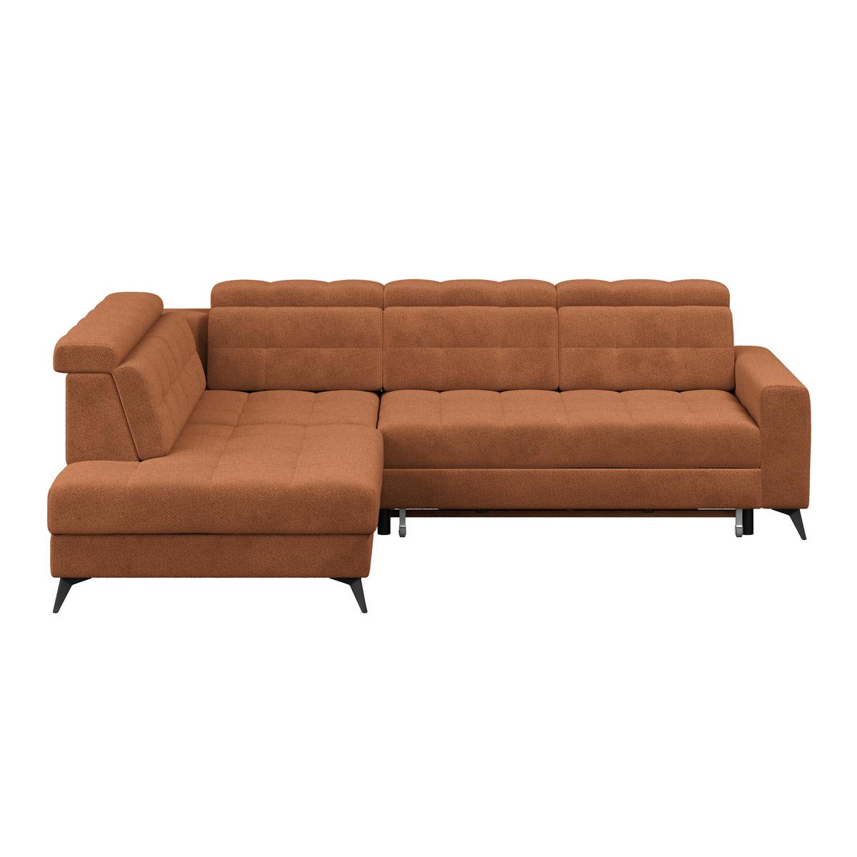 Ecksofa Barletta New Velours Terracotta, 228x289cm - Terracotta/Schwarz, ROMANTIK / LANDHAUS, Textil (228/289cm) - Luca Bessoni