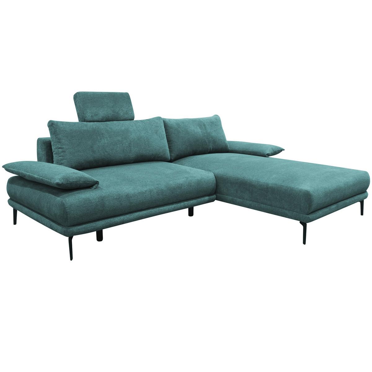 Ecksofa mit Bettkasten Lagacy 260x192 cm Webstoff Mintgrün - Schwarz/Mintgrün, Design, Textil (260/192cm) - MID.YOU