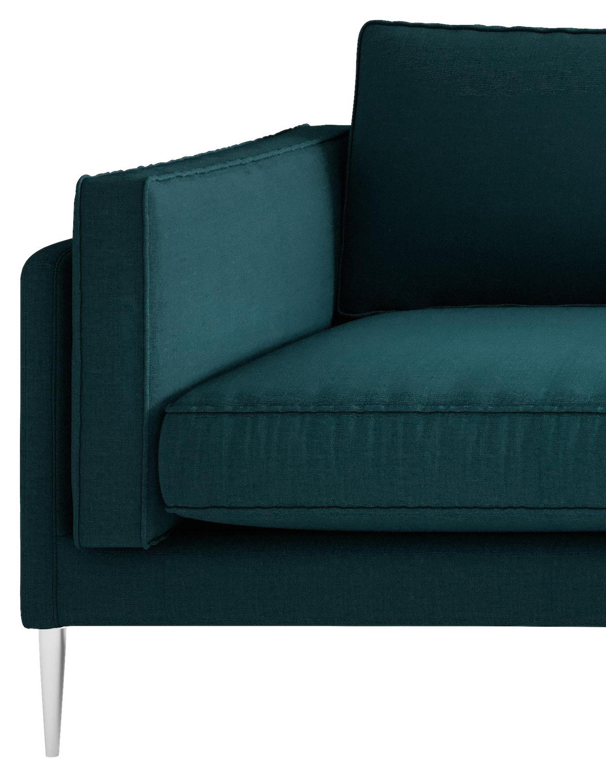 Sitzgarnitur Austin - Dunkelgrün/Edelstahlfarben, Design, Textil - Livetastic