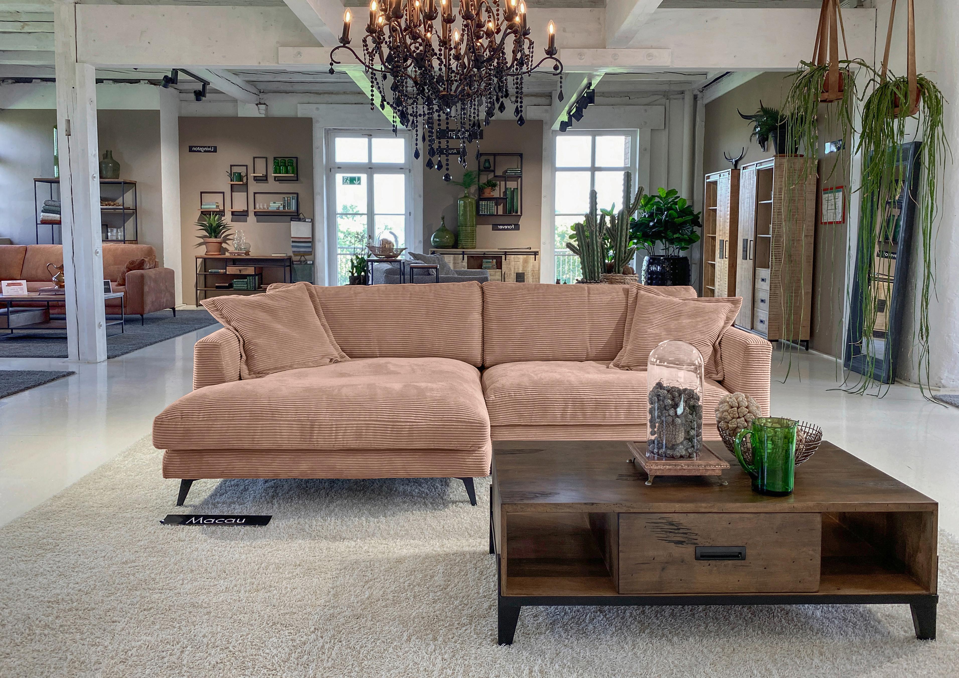 Ecksofa Macau, Altrosa S: 140x270 cm - Schwarz/Altrosa, LIFESTYLE, Textil (140/270cm) - Livetastic