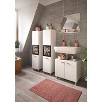 Badezimmer Boston Weiß B: 117 cm - Silberfarben/Weiß, MODERN, Glas/Holzwerkstoff (117cm) - MID.YOU
