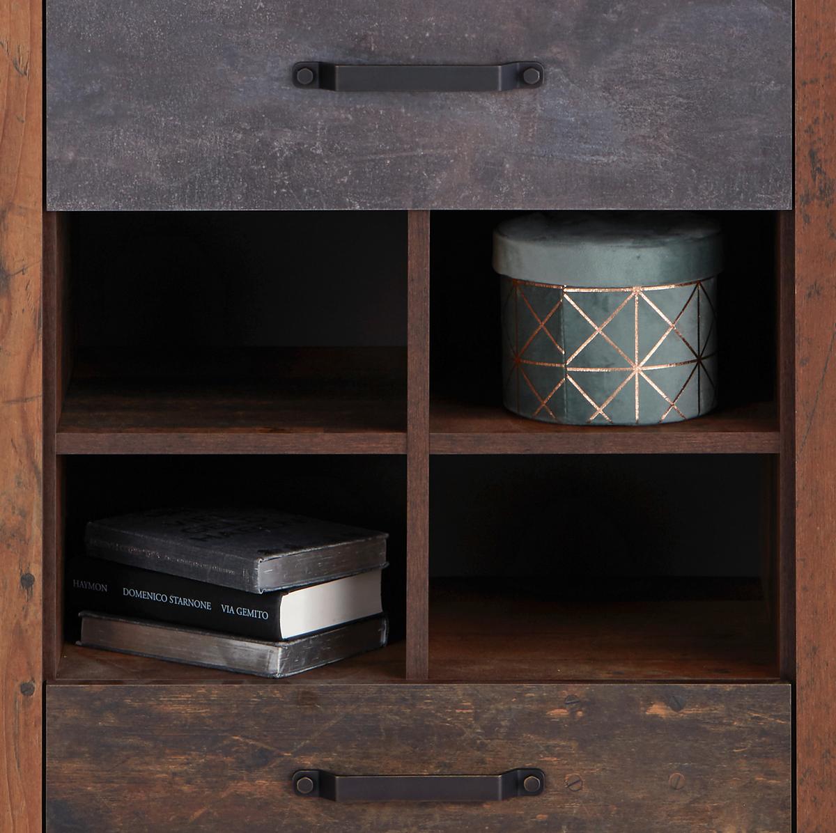 ŠIROKÁ KOMODA ONTARIO - šedá/barvy dubu, Moderní, kompozitní dřevo/plast (162/86/41,5cm) - Ondega