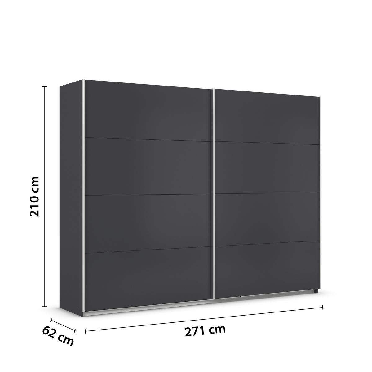 Schwebetürenschrank Feldkirch 271 Normalhöhe - Anthrazit, MODERN, Holzwerkstoff (271/210/62cm)
