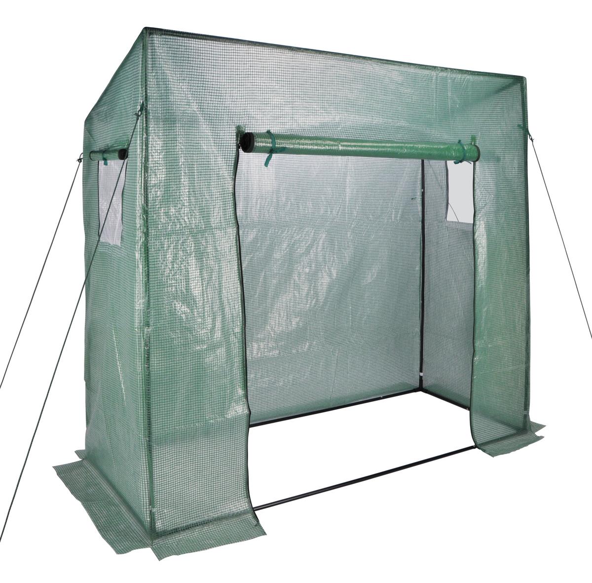 Gewächshaus 1,54m² Metall /Kunststoff Grün/Transparent - Transparent/Grün, Basics, Kunststoff/Metall (200/148-169/77cm)