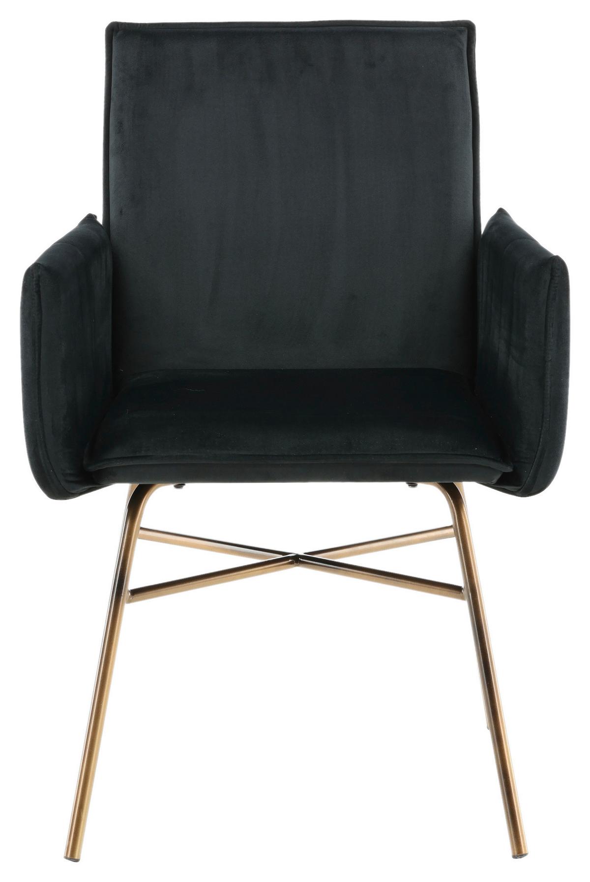 Stuhl Petra - Messingfarben/Schwarz, Design, Textil/Metall (57/87/60cm) - Livetastic