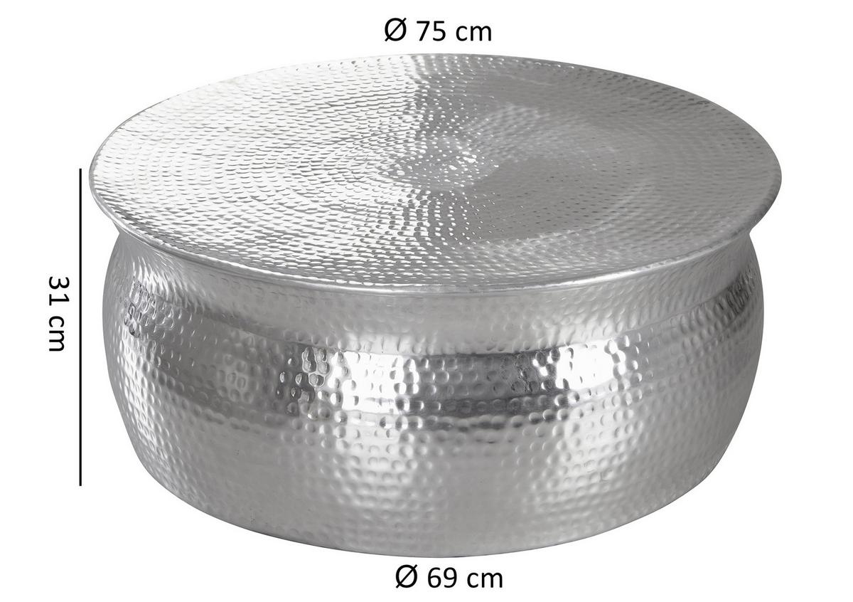 Runder Couchtisch Metall Mit Ablage Karam, Silberfarben - Silberfarben, LIFESTYLE, Metall (75/75/31cm) - MID.YOU