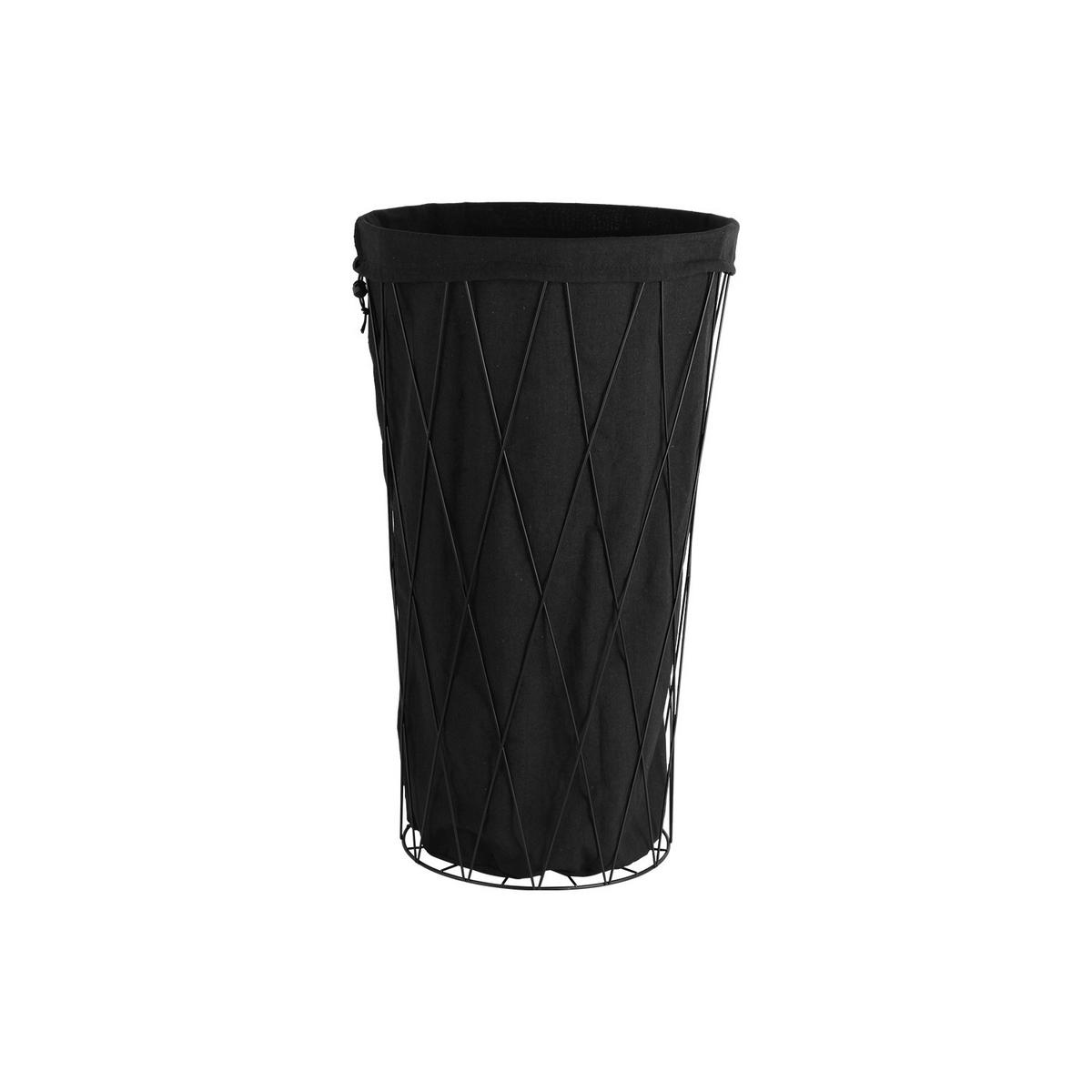 Prádelní koš GLAMOUR - černá, Moderní, kov/textil (30-40/69.5cm) - Modern Living