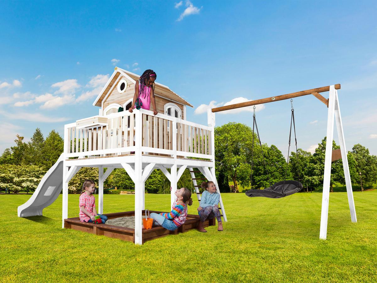 Spielturm A030.158.91 - Braun/Weiß, KONVENTIONELL, Holz (613/291/277cm) - Ambia Garden